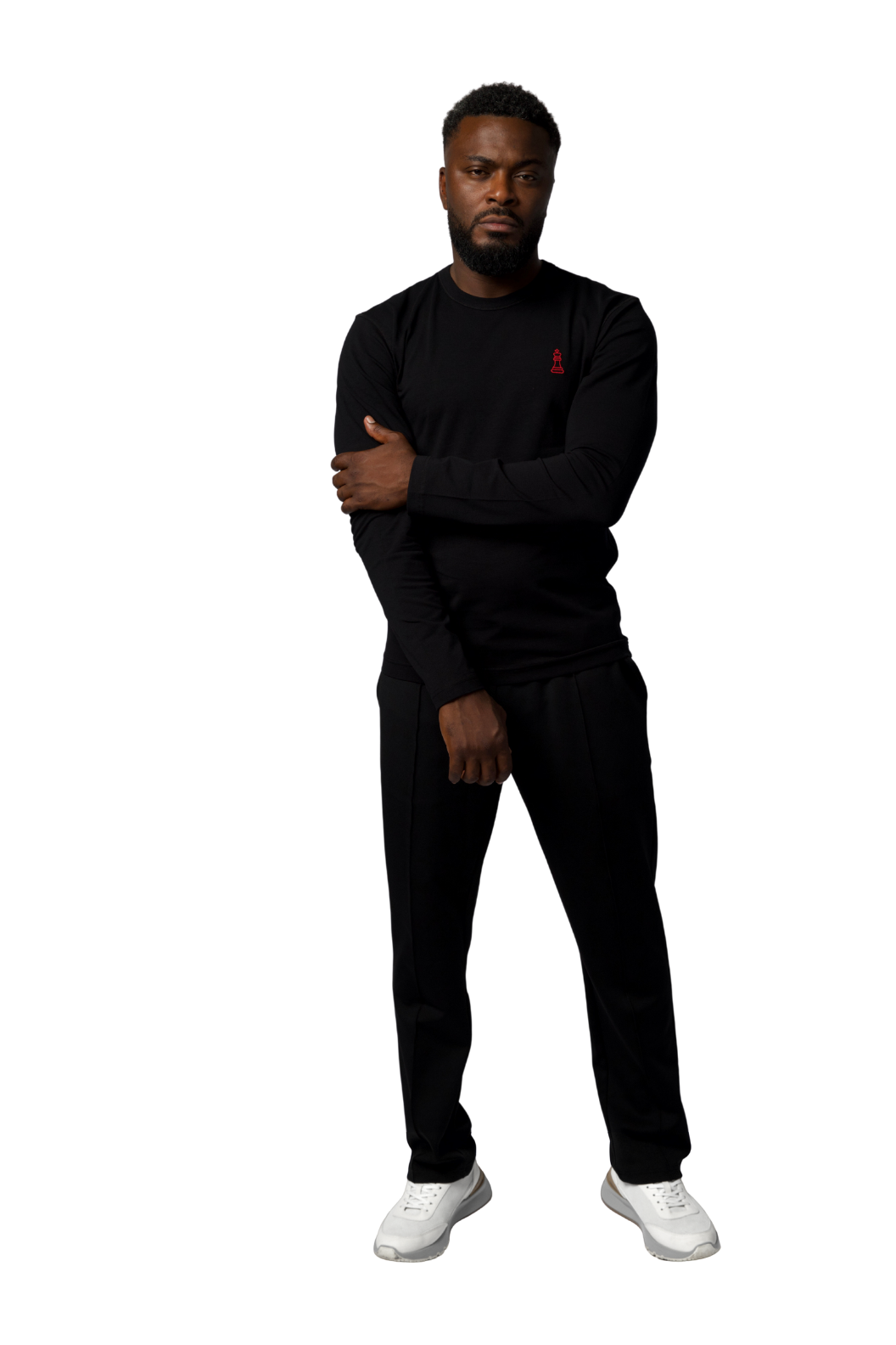 Signature Longsleeve Monaco Schwarz – Ganzkörperansicht am Model