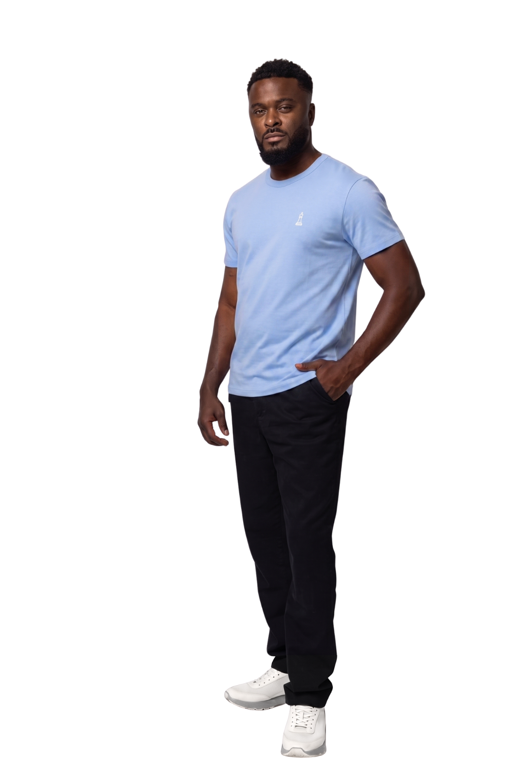 ODYCÉ Signature T-Shirt Santorini Blau am Model