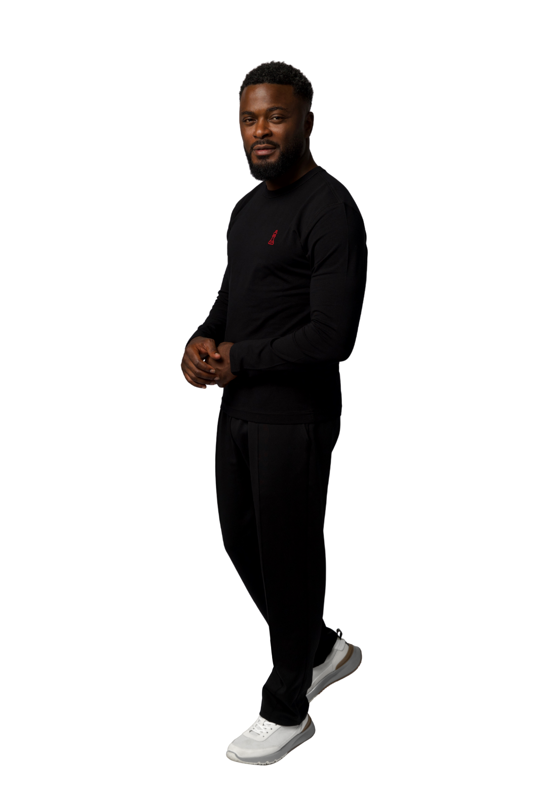 Signature Longsleeve Monaco Schwarz – Seitenansicht am Model