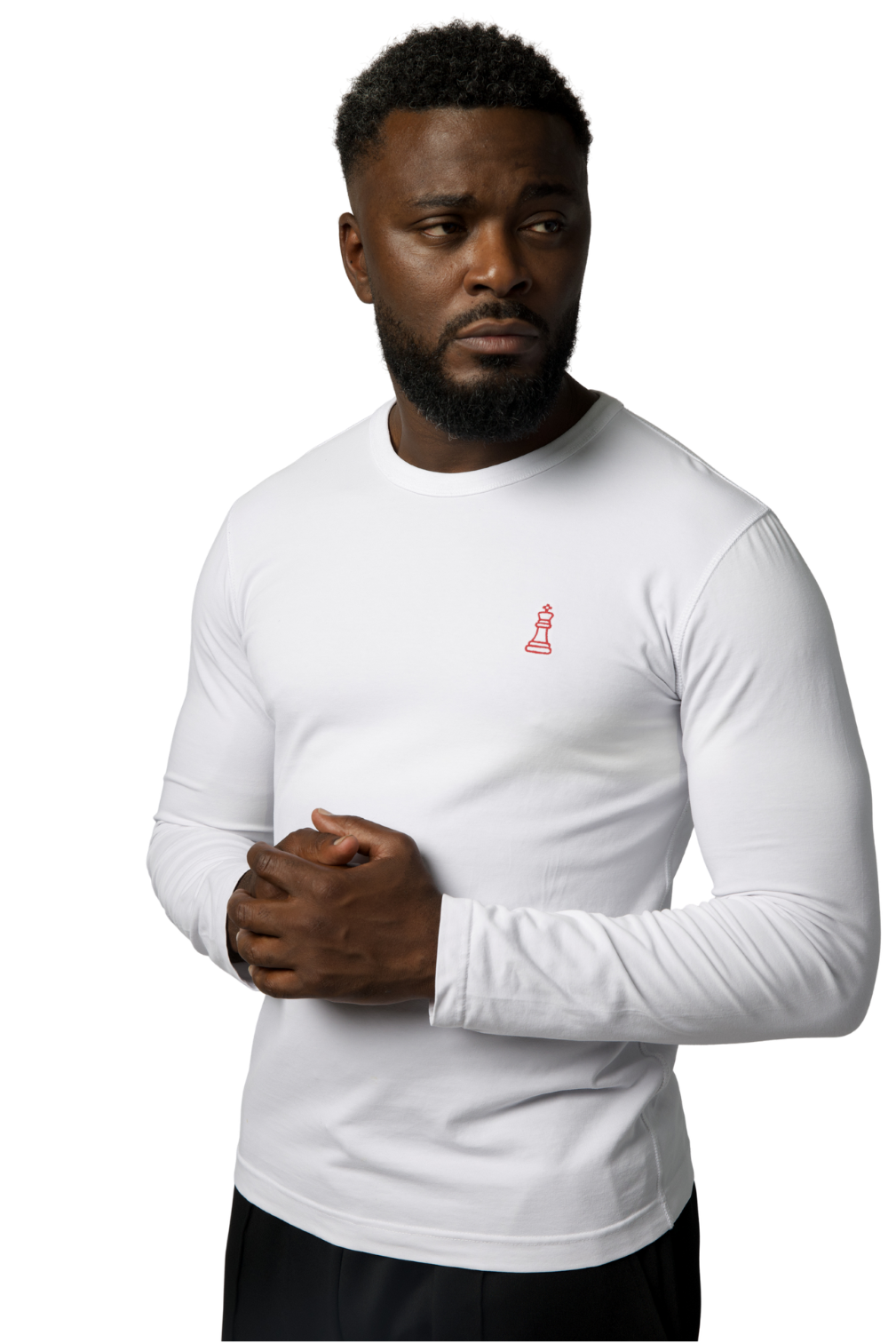 ODYCÉ Signature Longsleeve St. Moritz Weiß – Oberkörper am Model, Tailored Fit