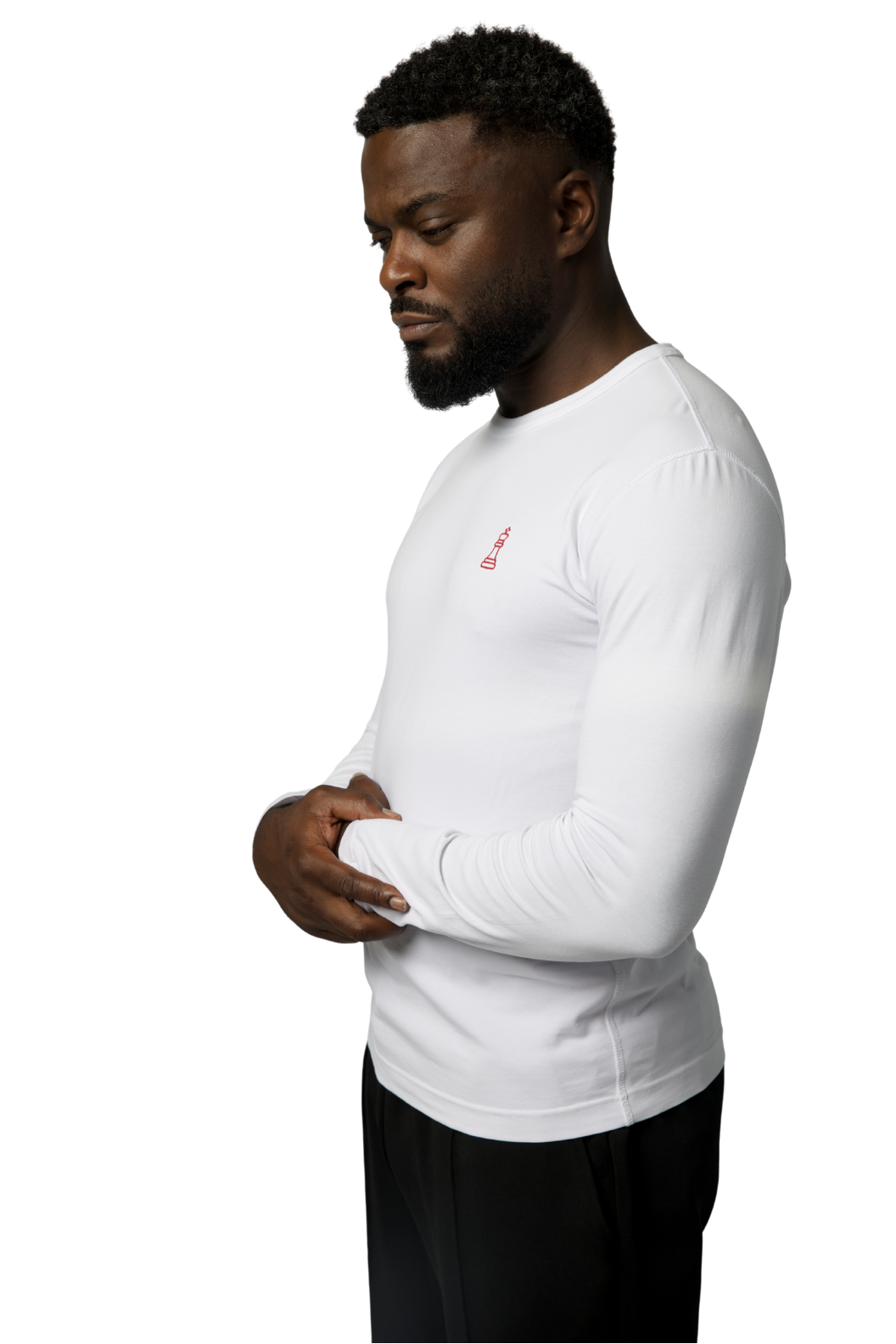 ODYCÉ Signature Longsleeve St. Moritz Weiß – Seitenansicht am Model